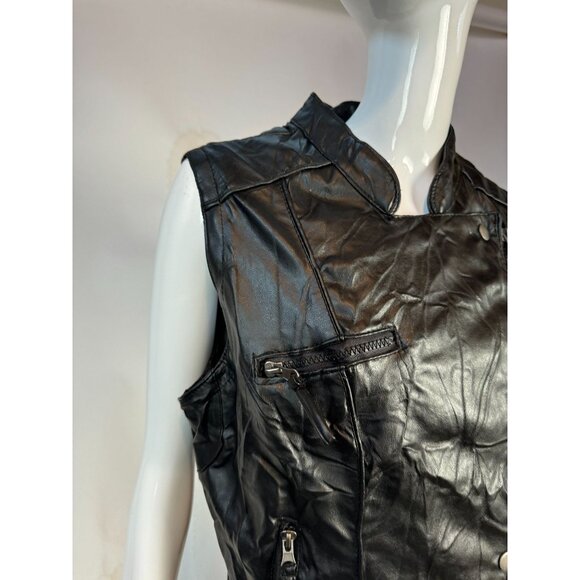 Miley Cyrus & Max Azria Black Faux Leather Vest XL - Picture 16 of 16
